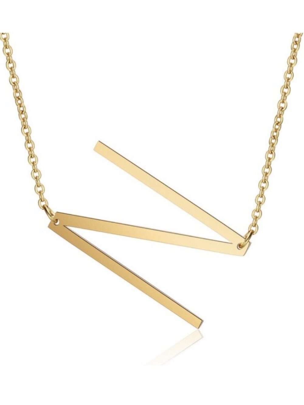 Large Letter "N" 18k Gold Plated Big Initial Name Statement Necklace